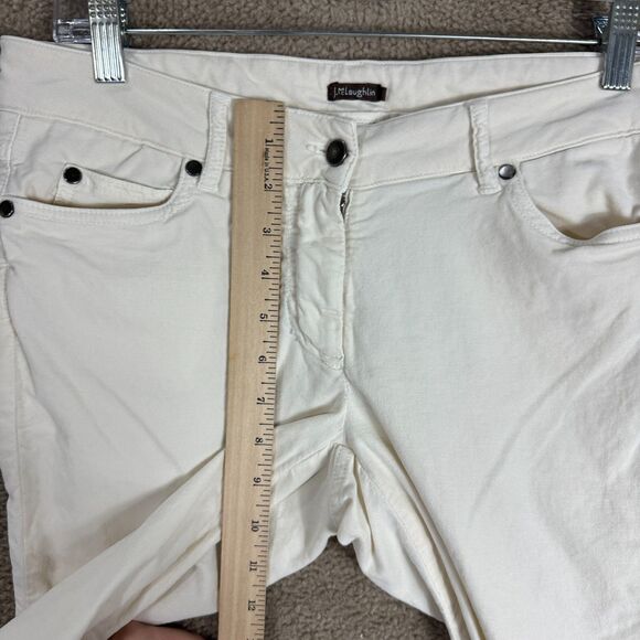 J.McLaughlin Skinny Pants Womens 6 Ivory Mid Rise Stretch Velvet Velour Ankle - Picture 6 of 11